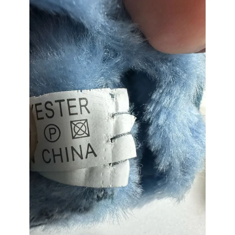 Women’s Faux Suede Fingerless Gloves Sky Blue One Size Rabbit Fur Trim Lace Up